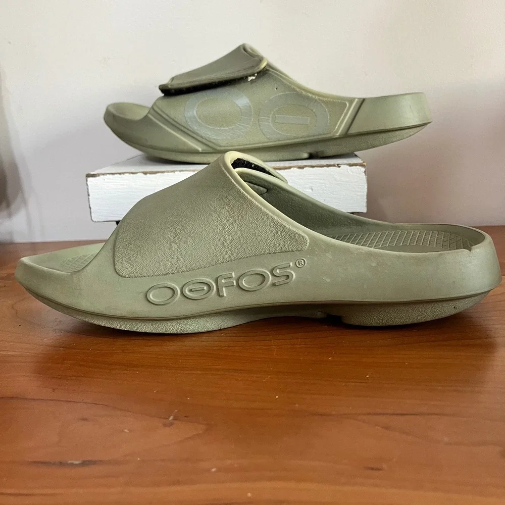 Oofos OOahh Sport Flex Recovery Sandals Sage Green Mens 7 Womens 9 EU 40 Slides‎